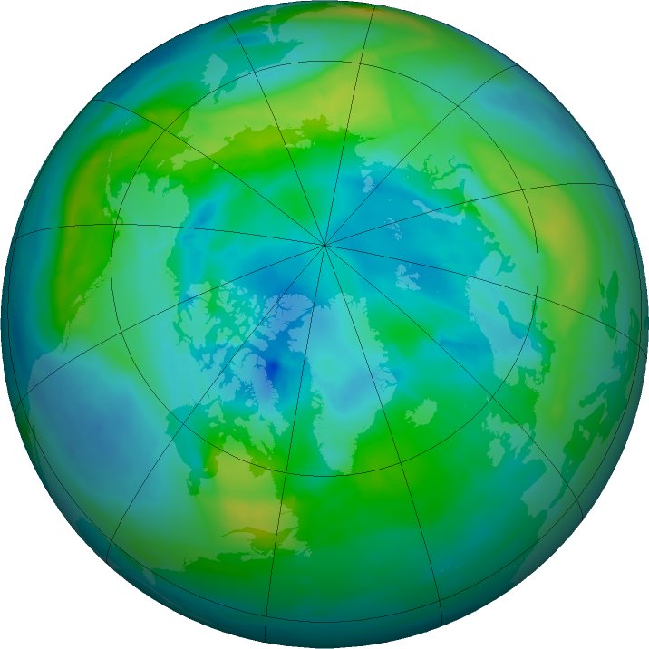 Arctic ozone map for 10 October 2015